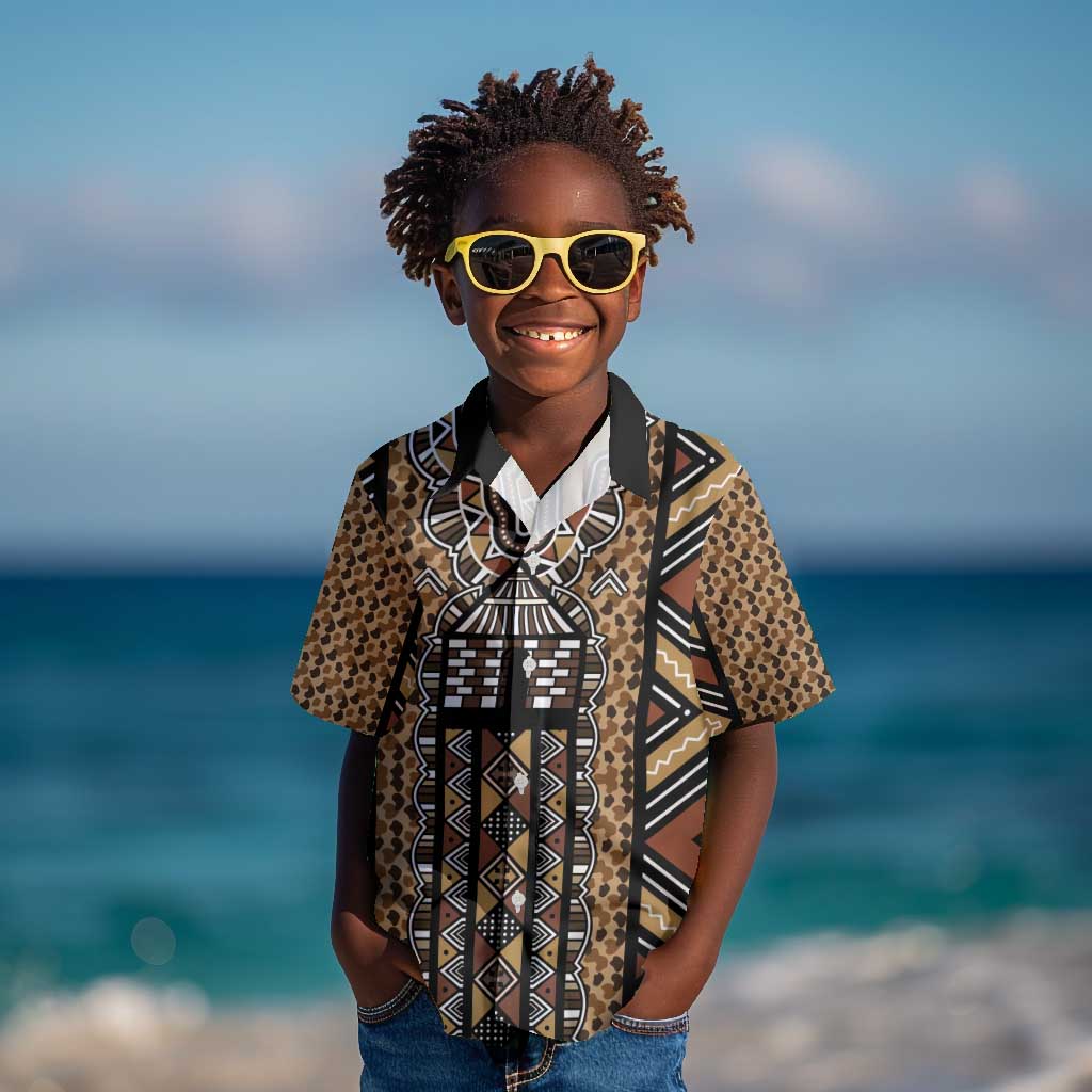 Mali Mud Cloth Leopards Legacy Kid Hawaiian Shirt African Tribal Pattern - African Pride