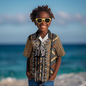 Mali Mud Cloth Leopards Legacy Kid Hawaiian Shirt African Tribal Pattern - African Pride