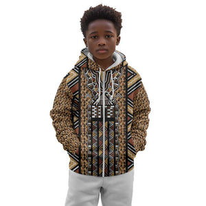 Mali Mud Cloth Leopards Legacy Kid Hoodie African Tribal Pattern - African Pride