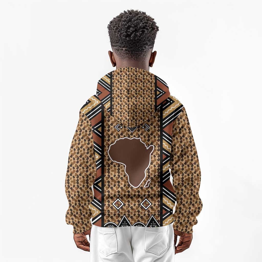 Mali Mud Cloth Leopards Legacy Kid Hoodie African Tribal Pattern - African Pride