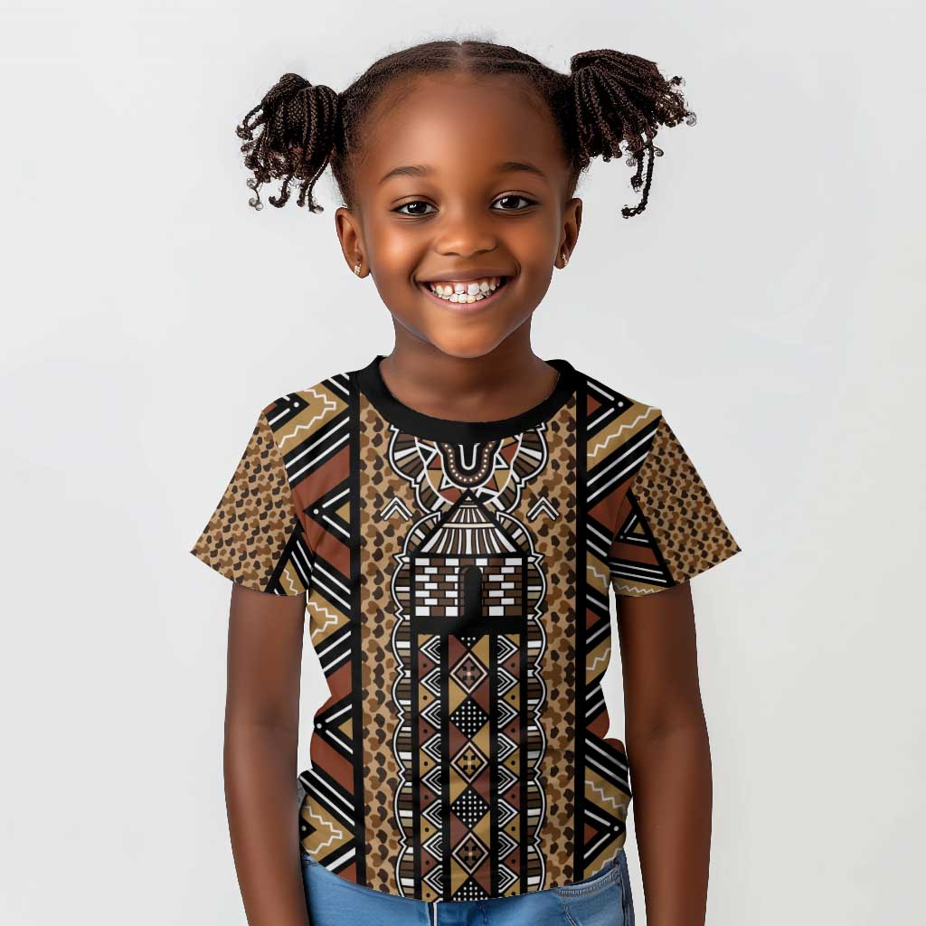 Mali Mud Cloth Leopards Legacy Kid T shirt African Tribal Pattern - African Pride
