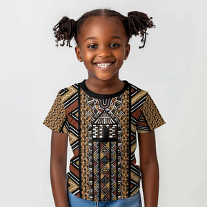 Mali Mud Cloth Leopards Legacy Kid T shirt African Tribal Pattern - African Pride