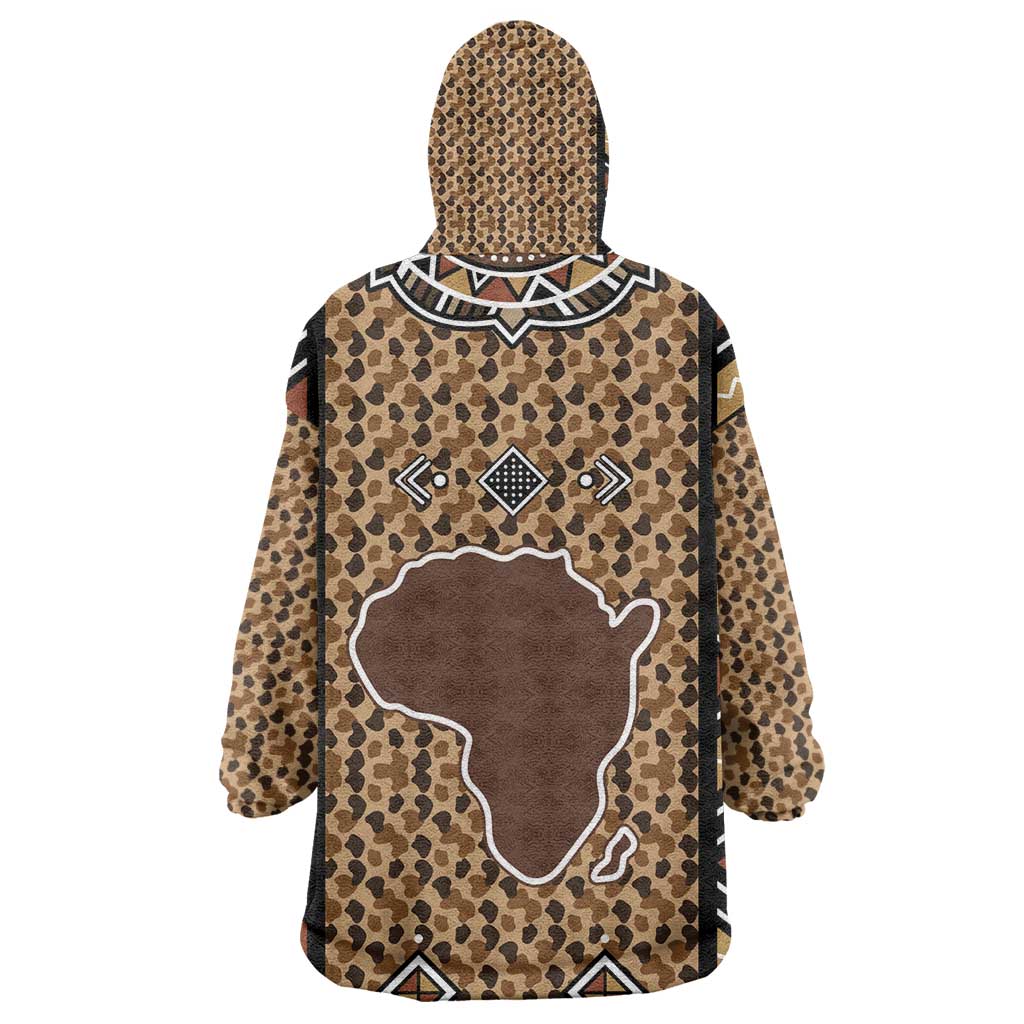 Mali Mud Cloth Leopards Legacy Kid Wearable Blanket Hoodie African Tribal Pattern - African Pride