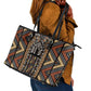 Mali Mud Cloth Leopards Legacy Leather Tote Bag African Tribal Pattern - African Pride