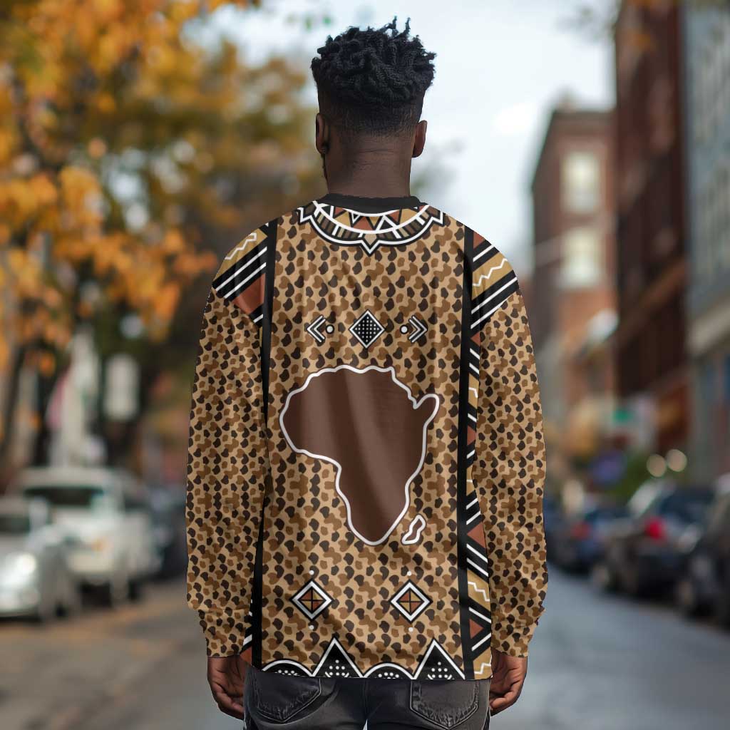 Mali Mud Cloth Leopards Legacy Long Sleeve Shirt African Tribal Pattern - African Pride