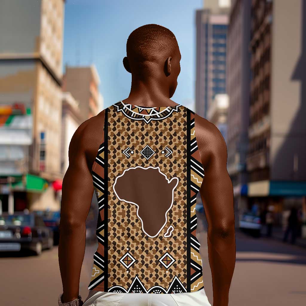 Mali Mud Cloth Leopards Legacy Men Tank Top African Tribal Pattern - African Pride
