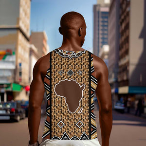 Mali Mud Cloth Leopards Legacy Men Tank Top African Tribal Pattern - African Pride