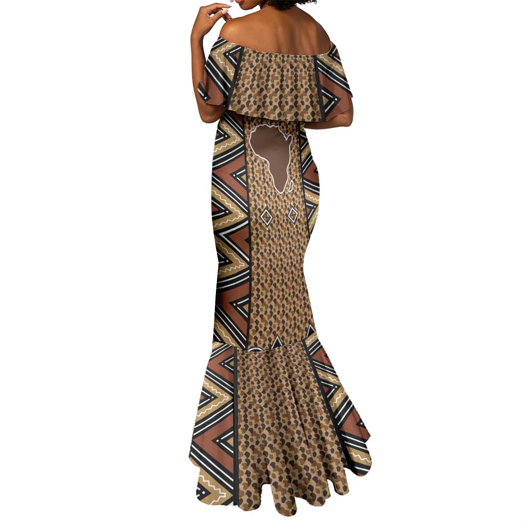 Mali Mud Cloth Leopards Legacy Mermaid Dress African Tribal Pattern - African Pride