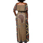 Mali Mud Cloth Leopards Legacy Off Shoulder Maxi Dress African Tribal Pattern - African Pride
