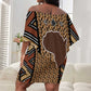 Mali Mud Cloth Leopards Legacy Off Shoulder Short Dress African Tribal Pattern - African Pride