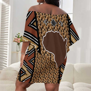Mali Mud Cloth Leopards Legacy Off Shoulder Short Dress African Tribal Pattern - African Pride