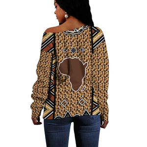 Mali Mud Cloth Leopards Legacy Off Shoulder Sweater African Tribal Pattern - African Pride
