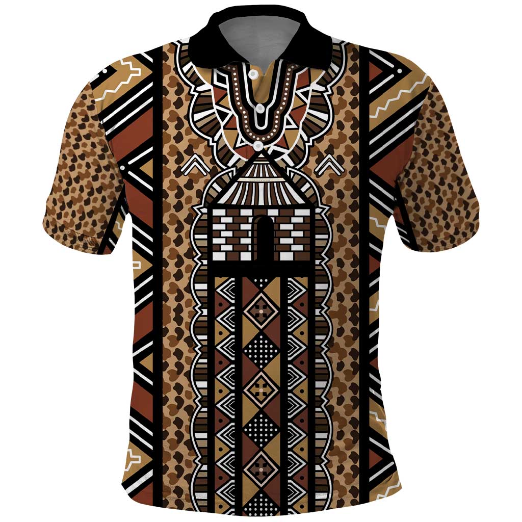 Mali Mud Cloth Leopards Legacy Polo Shirt African Tribal Pattern - African Pride