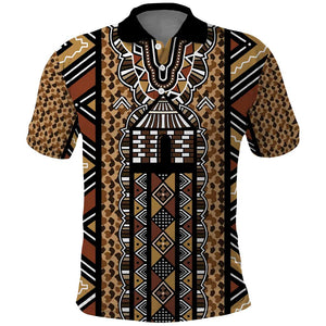 Mali Mud Cloth Leopards Legacy Polo Shirt African Tribal Pattern - African Pride