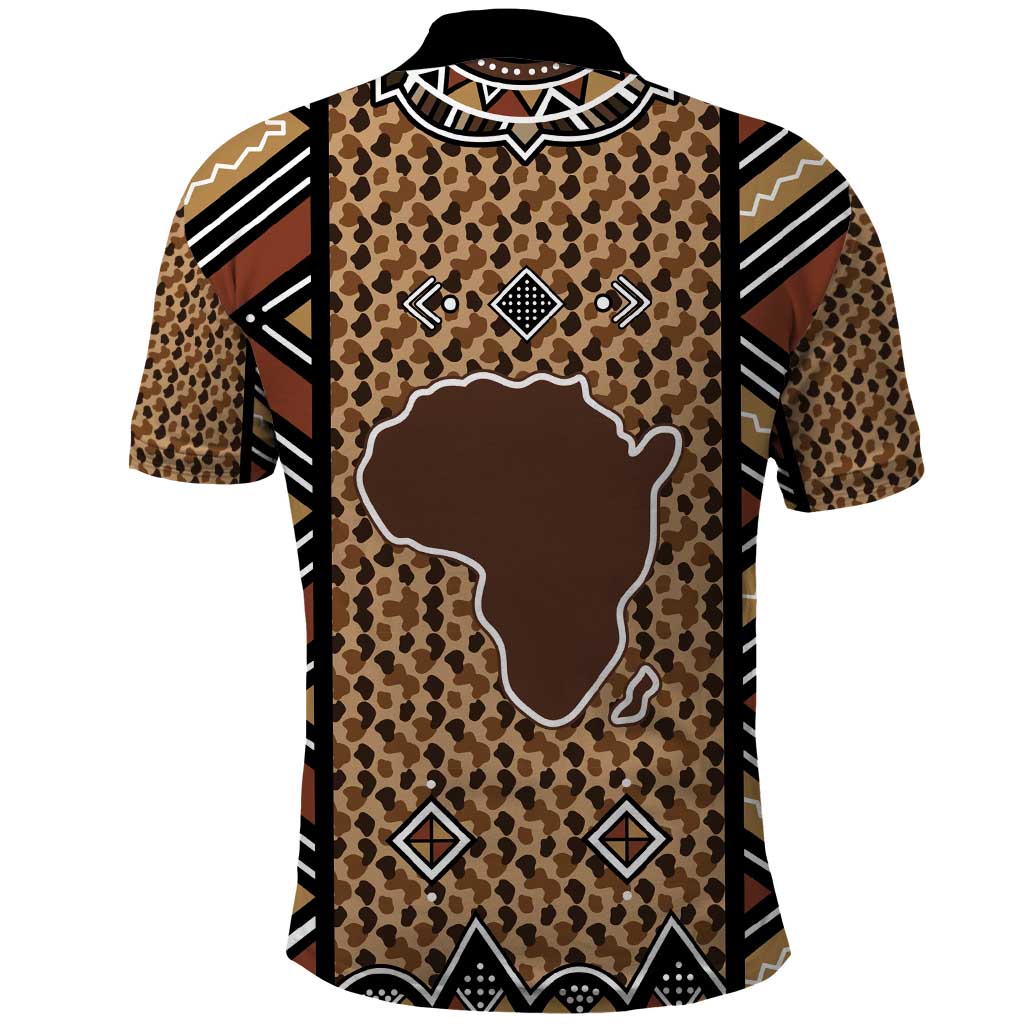 Mali Mud Cloth Leopards Legacy Polo Shirt African Tribal Pattern - African Pride