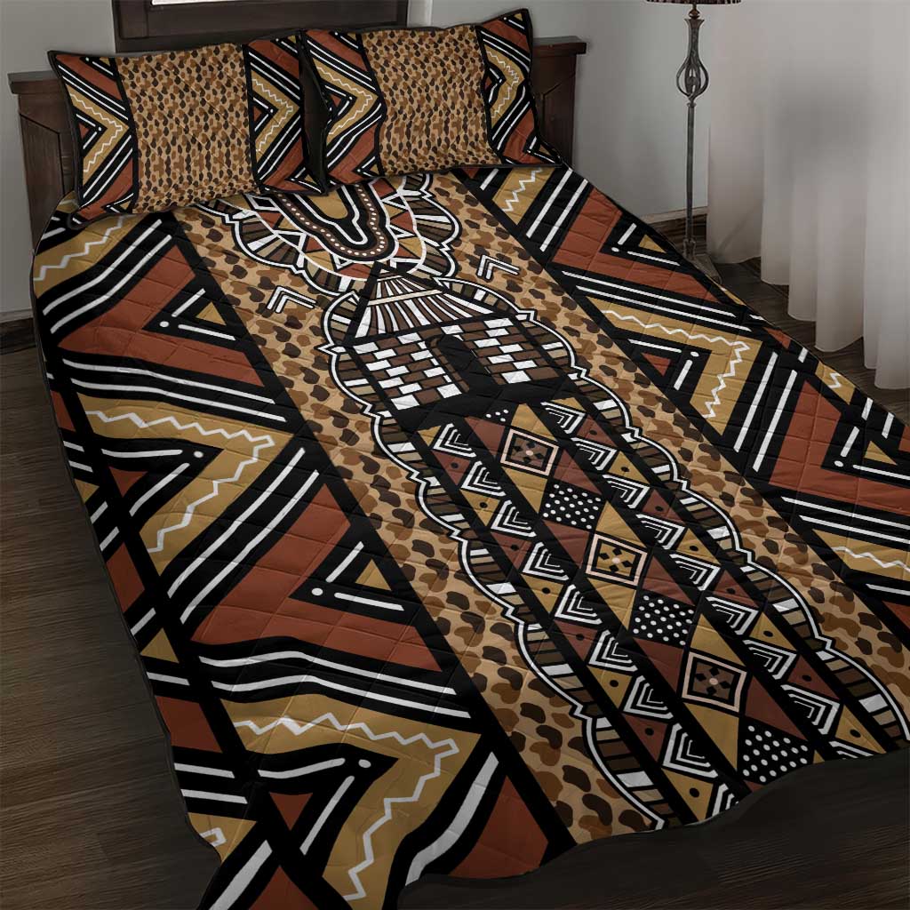Mali Mud Cloth Leopards Legacy Quilt Bed Set African Tribal Pattern - African Pride