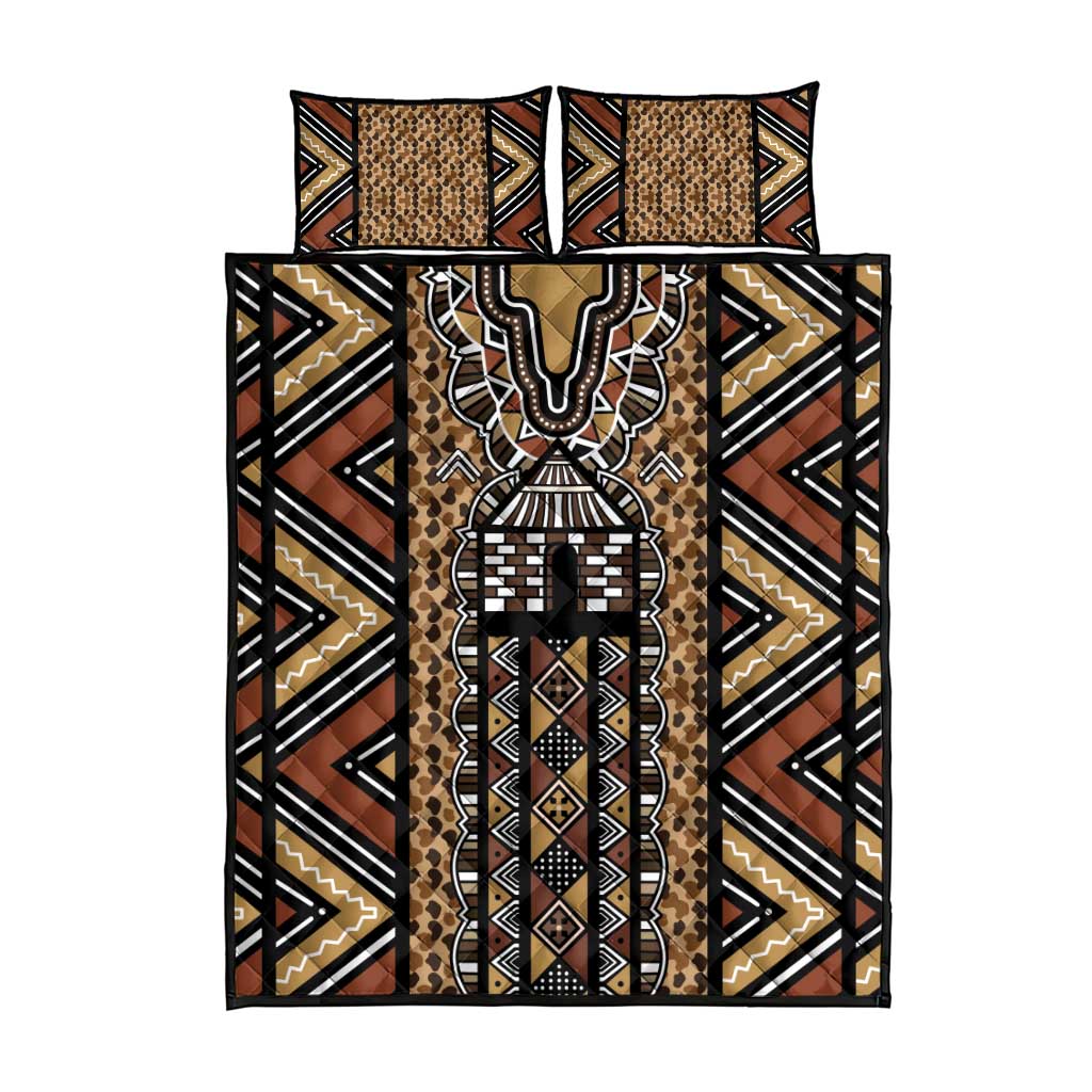 Mali Mud Cloth Leopards Legacy Quilt Bed Set African Tribal Pattern - African Pride