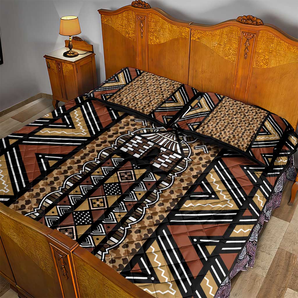 Mali Mud Cloth Leopards Legacy Quilt Bed Set African Tribal Pattern - African Pride