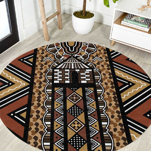 Mali Mud Cloth Leopards Legacy Round Carpet African Tribal Pattern - African Pride