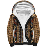 Mali Mud Cloth Leopards Legacy Sherpa Hoodie African Tribal Pattern - African Pride