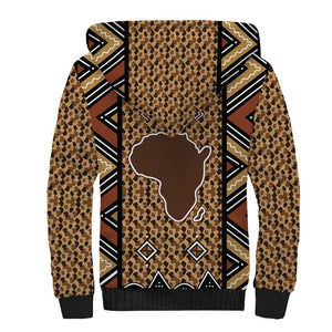 Mali Mud Cloth Leopards Legacy Sherpa Hoodie African Tribal Pattern - African Pride