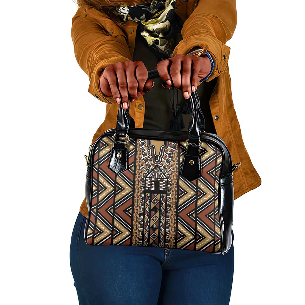 Mali Mud Cloth Leopards Legacy Shoulder Handbag African Tribal Pattern - African Pride