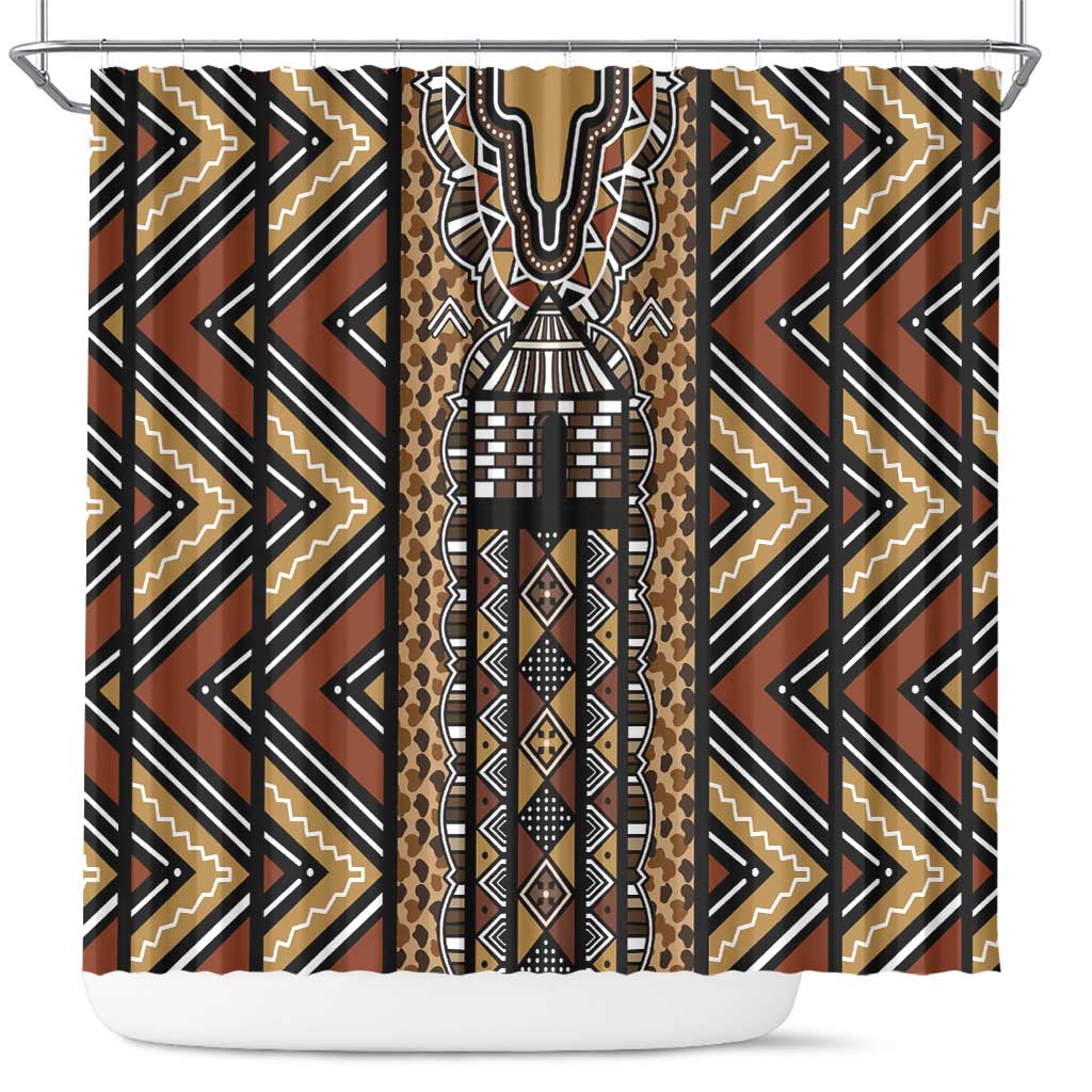 Mali Mud Cloth Leopards Legacy Shower Curtain African Tribal Pattern - African Pride