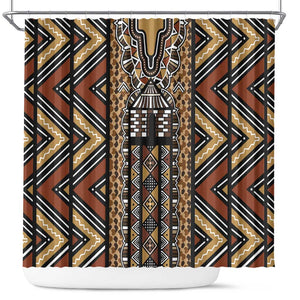 Mali Mud Cloth Leopards Legacy Shower Curtain African Tribal Pattern - African Pride