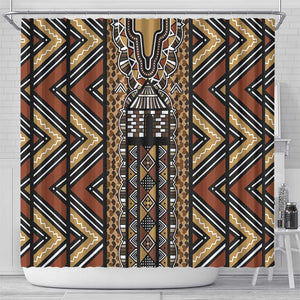Mali Mud Cloth Leopards Legacy Shower Curtain African Tribal Pattern - African Pride