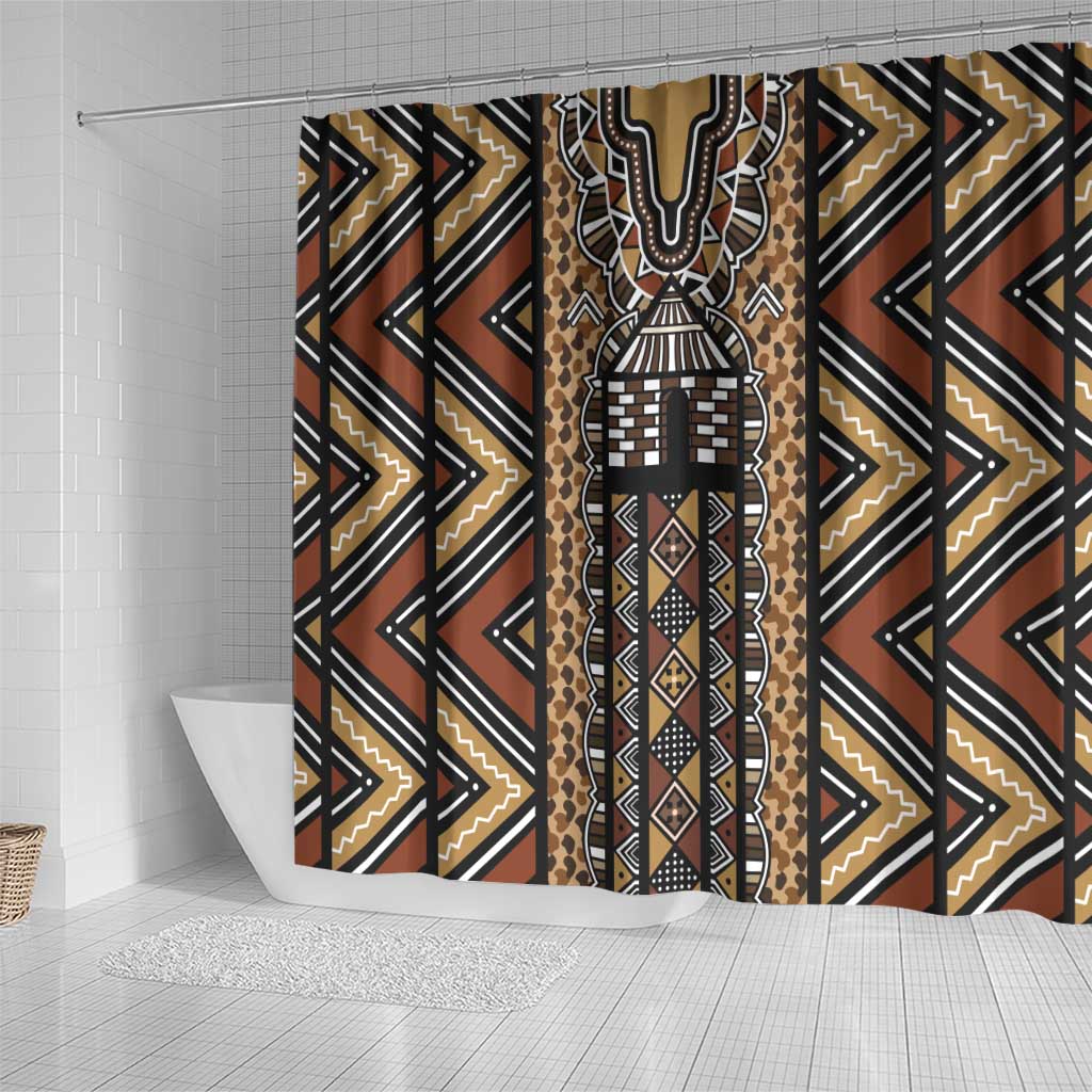 Mali Mud Cloth Leopards Legacy Shower Curtain African Tribal Pattern - African Pride