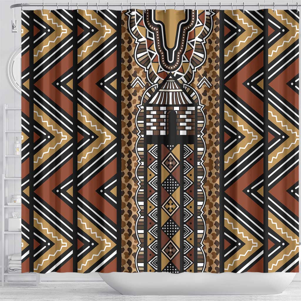 Mali Mud Cloth Leopards Legacy Shower Curtain African Tribal Pattern - African Pride