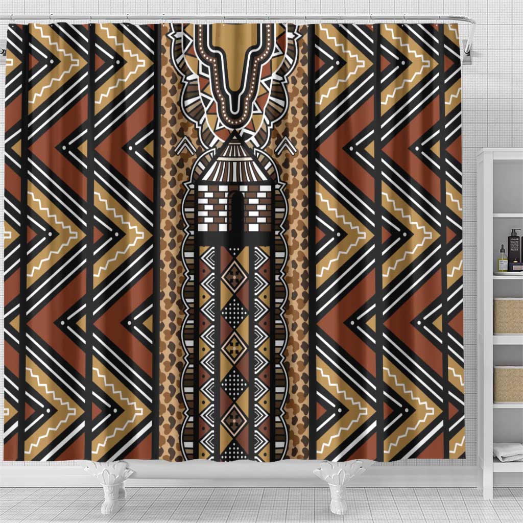 Mali Mud Cloth Leopards Legacy Shower Curtain African Tribal Pattern - African Pride