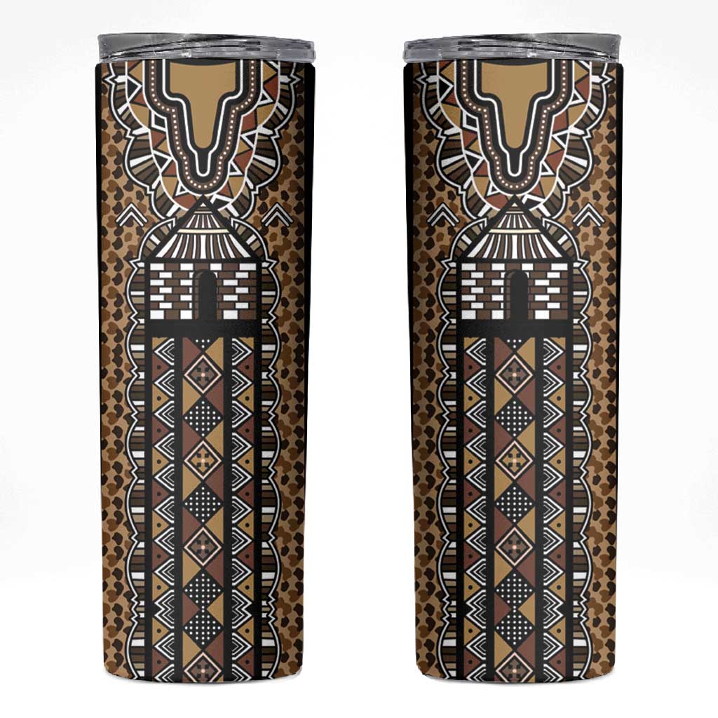 Mali Mud Cloth Leopards Legacy Skinny Tumbler African Tribal Pattern - African Pride