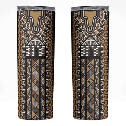 Mali Mud Cloth Leopards Legacy Skinny Tumbler African Tribal Pattern - African Pride