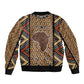 Mali Mud Cloth Leopards Legacy Sleeve Zip Bomber Jacket African Tribal Pattern - African Pride