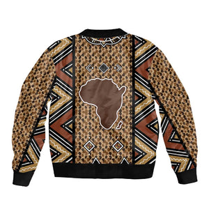 Mali Mud Cloth Leopards Legacy Sleeve Zip Bomber Jacket African Tribal Pattern - African Pride