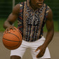 Mali Mud Cloth Leopards Legacy Sleeveless Zip Hoodie African Tribal Pattern - African Pride