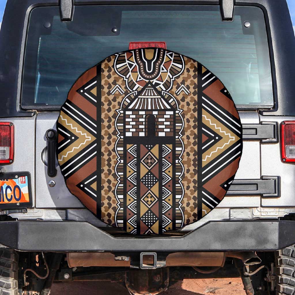 Mali Mud Cloth Leopards Legacy Spare Tire Cover African Tribal Pattern - African Pride