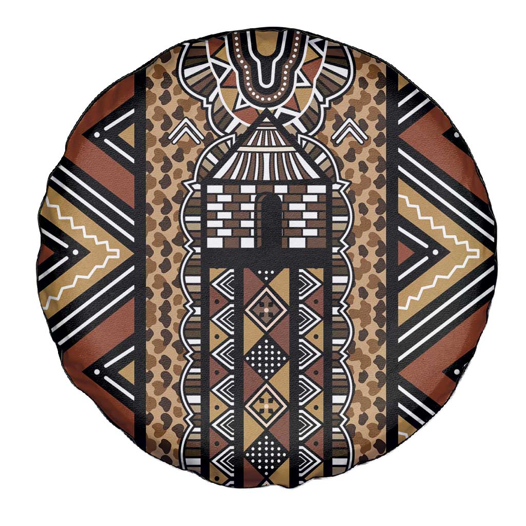 Mali Mud Cloth Leopards Legacy Spare Tire Cover African Tribal Pattern - African Pride