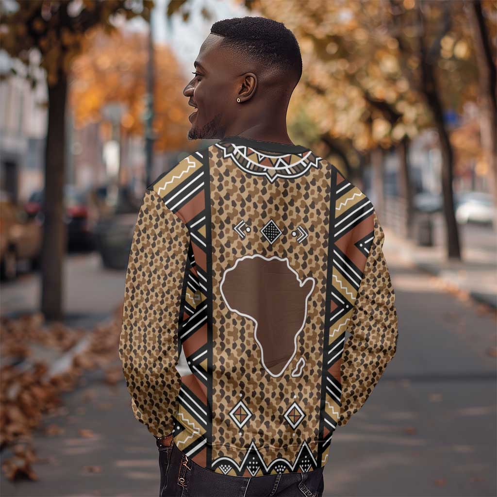 Mali Mud Cloth Leopards Legacy Sweatshirt African Tribal Pattern - African Pride