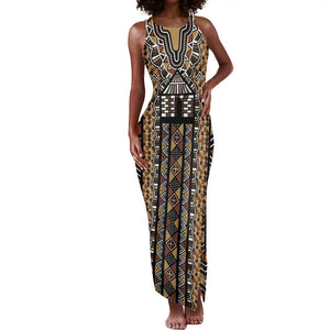 Mali Mud Cloth Leopards Legacy Tank Maxi Dress African Tribal Pattern - African Pride
