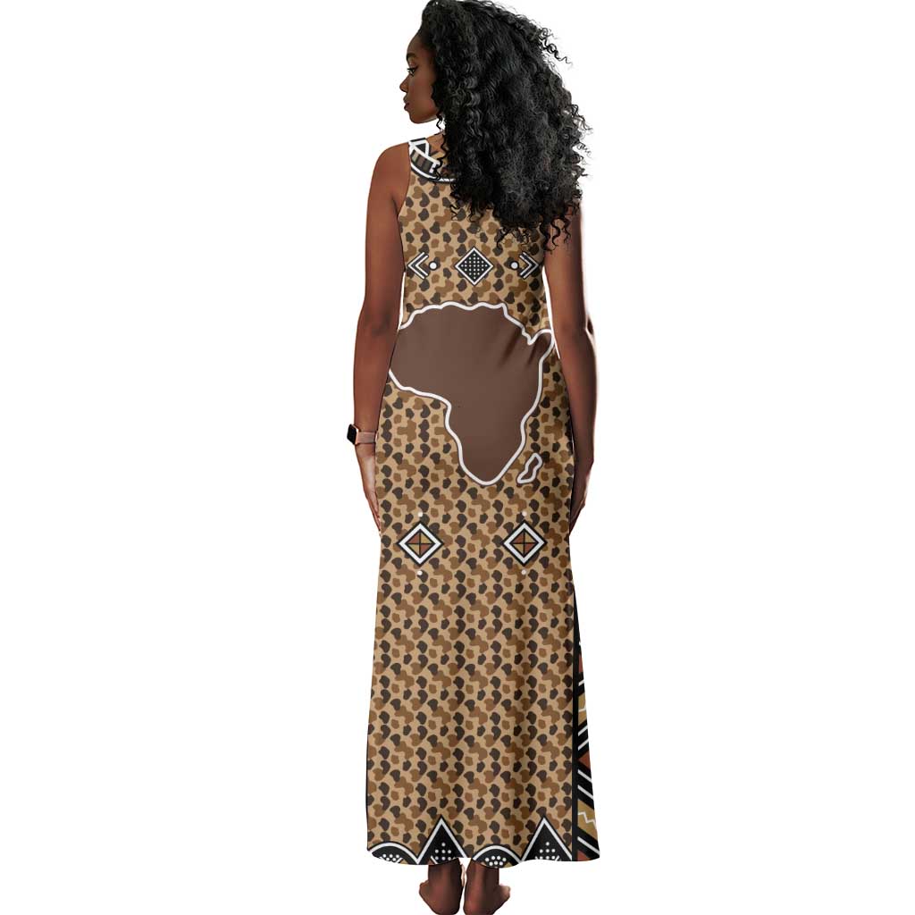 Mali Mud Cloth Leopards Legacy Tank Maxi Dress African Tribal Pattern - African Pride