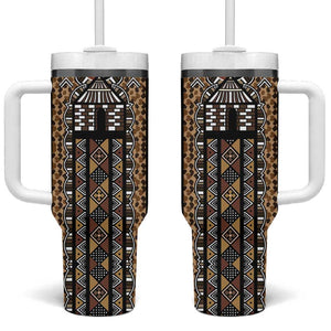 Mali Mud Cloth Leopards Legacy Tumbler With Handle African Tribal Pattern - African Pride