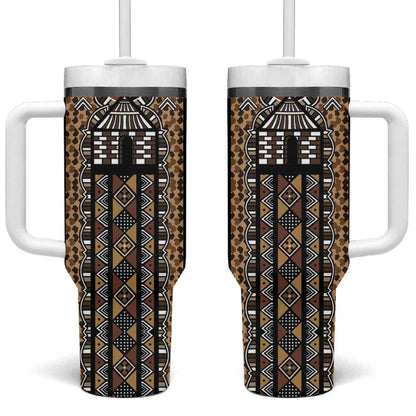 Mali Mud Cloth Leopards Legacy Tumbler With Handle African Tribal Pattern - African Pride