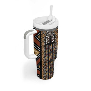 Mali Mud Cloth Leopards Legacy Tumbler With Handle African Tribal Pattern - African Pride