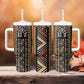 Mali Mud Cloth Leopards Legacy Tumbler With Handle African Tribal Pattern - African Pride