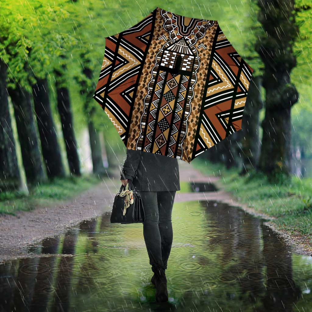 Mali Mud Cloth Leopards Legacy Umbrella Tribal Village