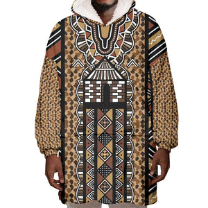Mali Mud Cloth Leopards Legacy Wearable Blanket Hoodie African Tribal Pattern - African Pride