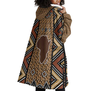 Mali Mud Cloth Leopards Legacy Wearable Blanket Hoodie African Tribal Pattern - African Pride