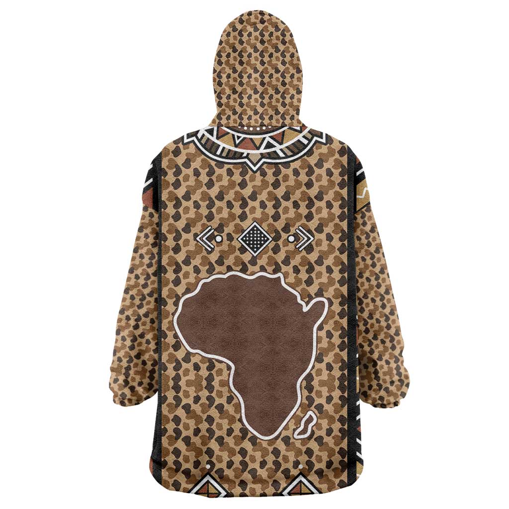 Mali Mud Cloth Leopards Legacy Wearable Blanket Hoodie African Tribal Pattern - African Pride